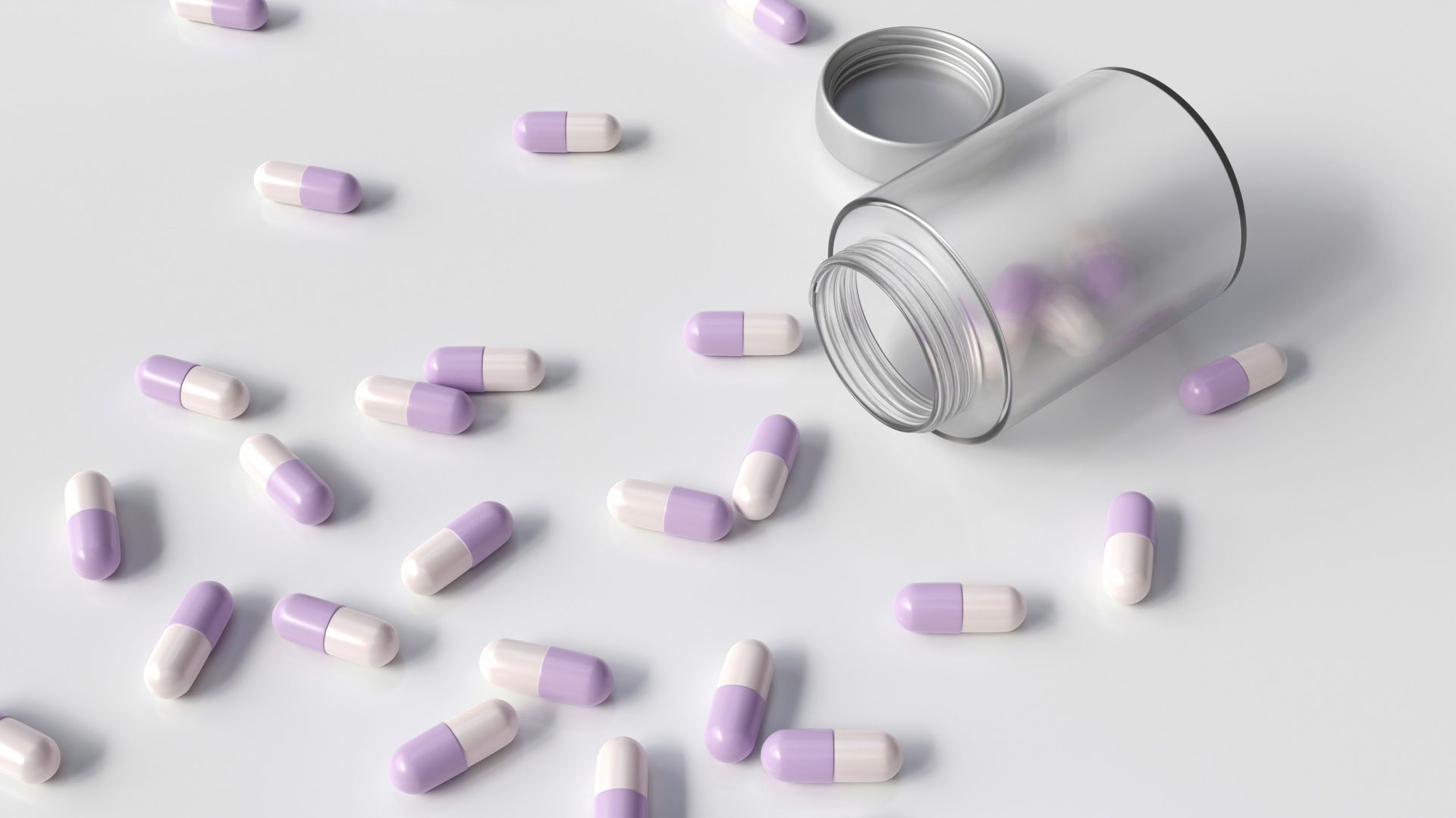 Capsules with a clear packer bottle